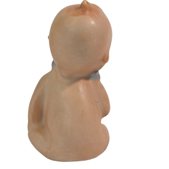 Vintage Kewpie Doll Figurine Bisque Baby Blue Wings Sitting Ceramic Figure 3 in - Picture 5 of 8